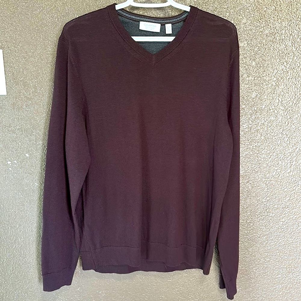 Calvin Klein Vneck Merino Wool Dress Sweater